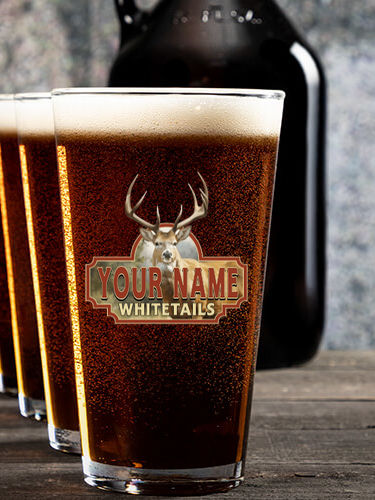 Whitetails : Growler Pint Glass Gift Sets - Color Printed