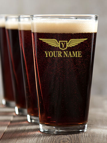 Aviation Monogram : Pint Glasses - Color Printed