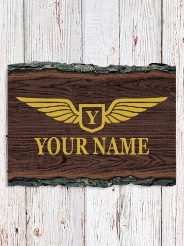Aviation Monogram : Faux Sliced Log Plaque