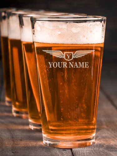 Aviation Monogram : Pint Glasses - Engraved