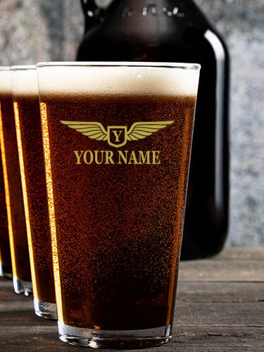 Aviation Monogram : Growler Pint Glass Gift Sets - Color Printed
