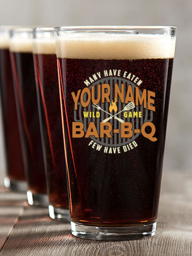Wild Game Few Have Died BBQ : Pint Glasses - Color Printed