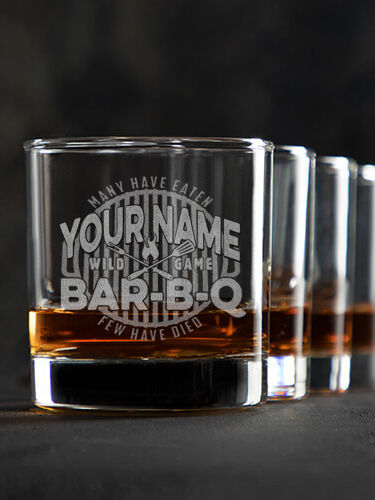 Wild Game Few Have Died BBQ : Rocks Glasses - Engraved