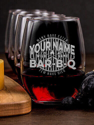 Wild Game Few Have Died BBQ : Cheese Board Wine Glass Gift Sets - Engraved