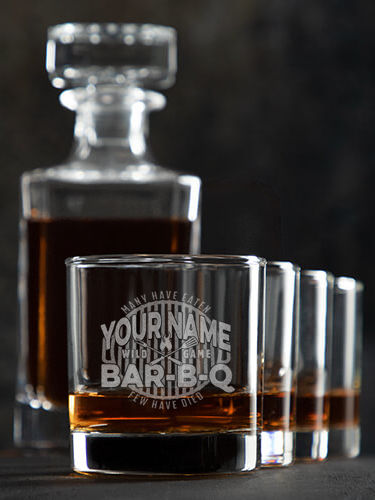 Wild Game Few Have Died BBQ : Decanter Rocks Glass Gift Sets - Engraved