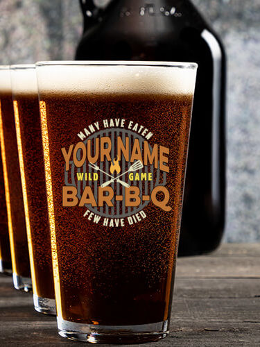 Wild Game Few Have Died BBQ : Growler Pint Glass Gift Sets - Color Printed