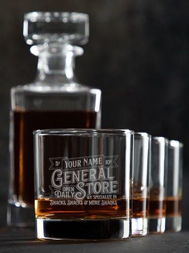 General Store : Decanter Rocks Glass Gift Sets - Engraved