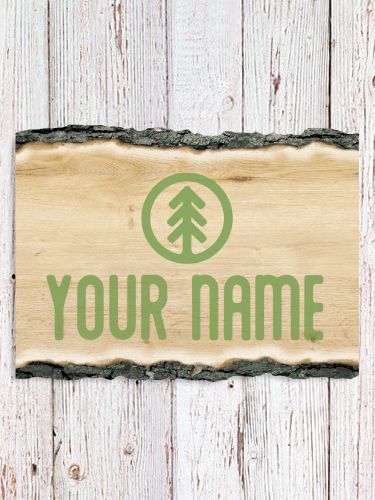 Pine Tree : Faux Sliced Log Plaque