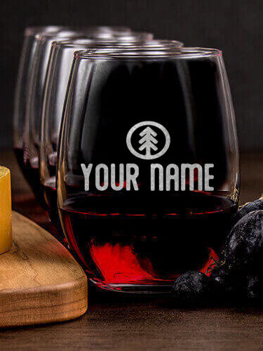 Pine Tree : Cheese Board Wine Glass Gift Sets - Engraved