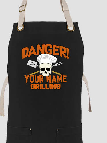 Danger Grilling : Printed Canvas Work Aprons