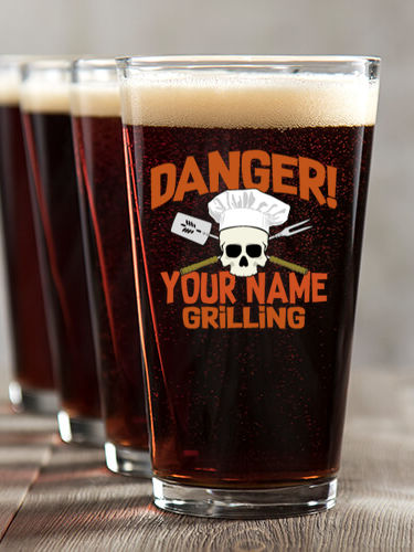 Danger Grilling : Pint Glasses - Color Printed