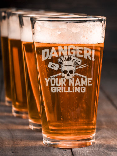 Danger Grilling : Pint Glasses - Engraved