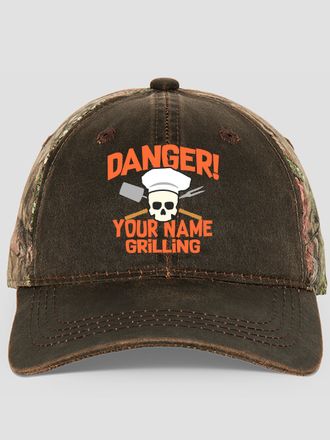 Danger Grilling : Embroidered 2-Tone Camo Hats