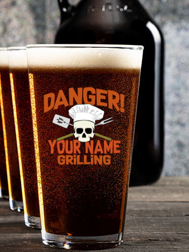 Danger Grilling : Growler Pint Glass Gift Sets - Color Printed