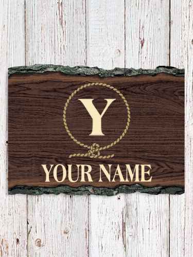 Lasso Monogram : Faux Sliced Log Plaque