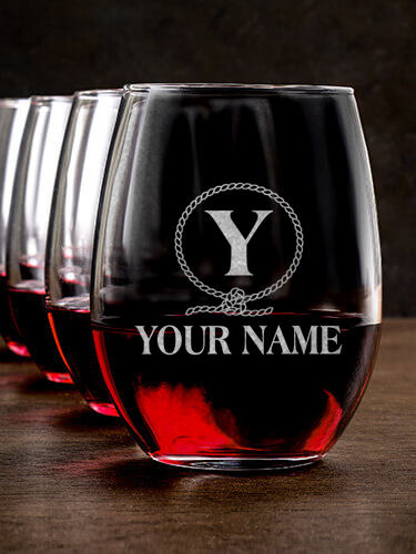 Lasso Monogram : Stemless Wine Glasses - Engraved