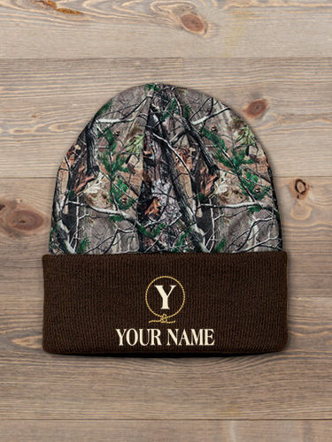 Lasso Monogram : Embroidered 2-Tone Camo Cuffed Beanie