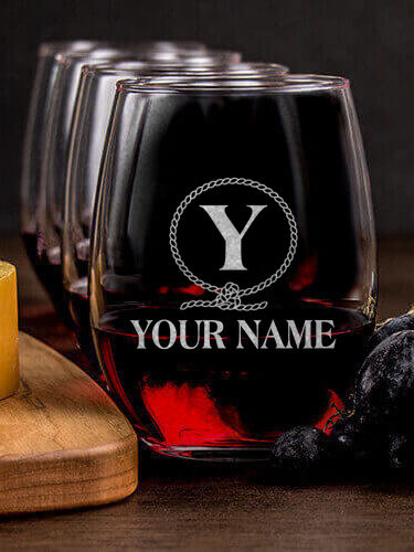 Lasso Monogram : Cheese Board Wine Glass Gift Sets - Engraved