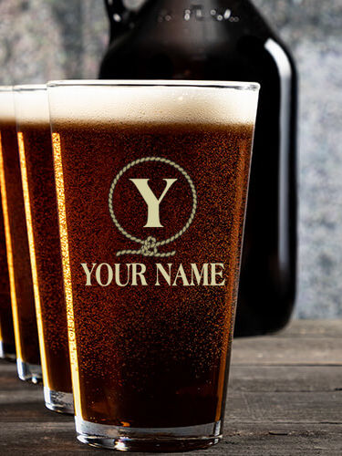 Lasso Monogram : Growler Pint Glass Gift Sets - Color Printed