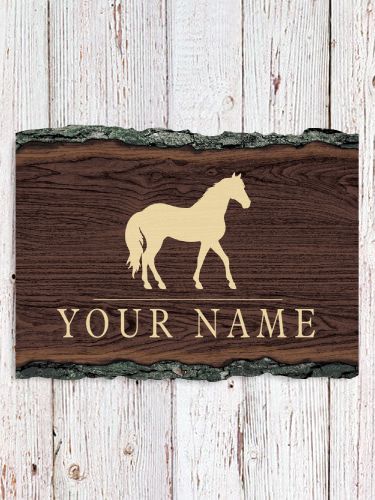 Horse : Faux Sliced Log Plaque