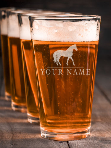 Horse : Pint Glasses - Engraved