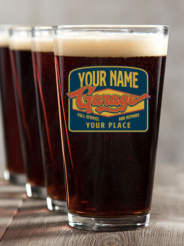 Retro Garage : Pint Glasses - Color Printed