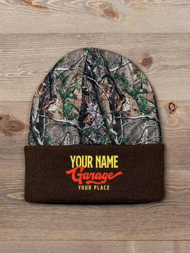 Retro Garage : Embroidered 2-Tone Camo Cuffed Beanie