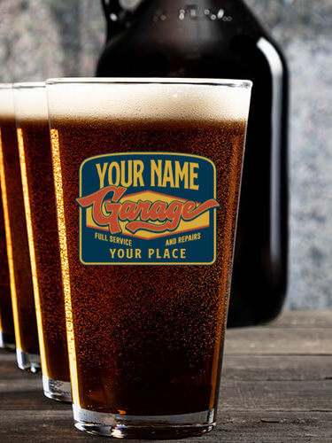 Retro Garage : Growler Pint Glass Gift Sets - Color Printed