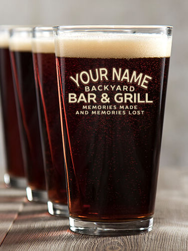 Backyard Bar and Grill : Pint Glasses - Color Printed