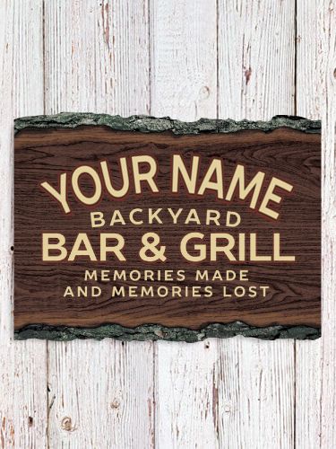 Backyard Bar and Grill : Faux Sliced Log Plaque