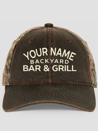 Backyard Bar and Grill : Embroidered 2-Tone Camo Hats