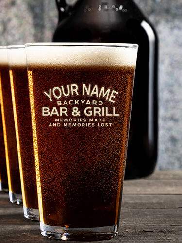 Backyard Bar and Grill : Growler Pint Glass Gift Sets - Color Printed
