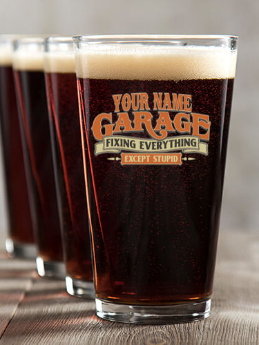 Fixing Everything Garage : Pint Glasses - Color Printed