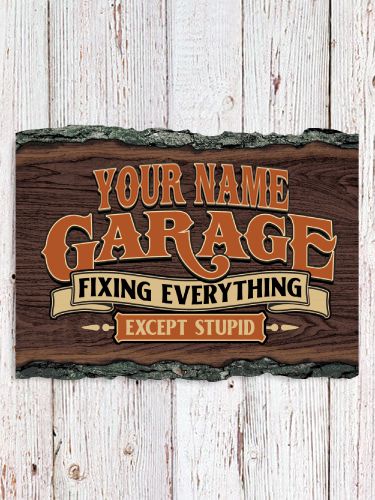Fixing Everything Garage : Faux Sliced Log Plaque