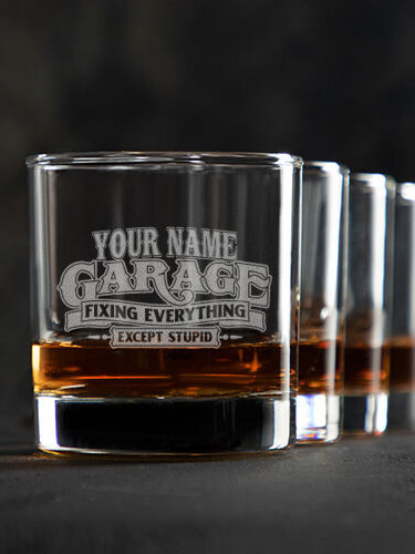Fixing Everything Garage : Rocks Glasses - Engraved