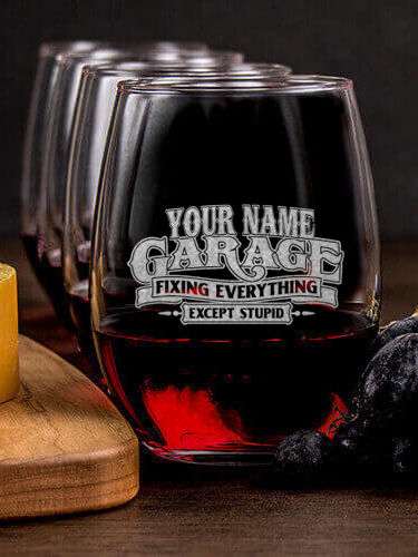 Fixing Everything Garage : Cheese Board Wine Glass Gift Sets - Engraved