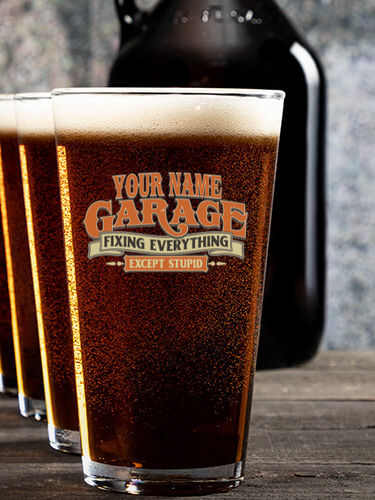 Fixing Everything Garage : Growler Pint Glass Gift Sets - Color Printed