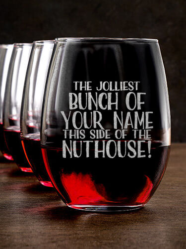 Jolliest Bunch : Stemless Wine Glasses - Engraved