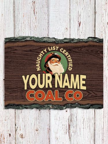 Christmas Coal Company : Faux Sliced Log Plaque
