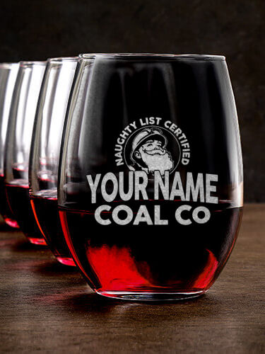 Christmas Coal Company : Stemless Wine Glasses - Engraved