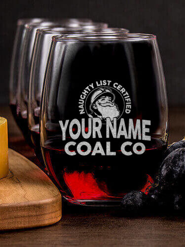 Christmas Coal Company : Cheese Board Wine Glass Gift Sets - Engraved