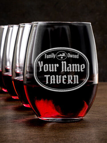 Irish Tavern : Stemless Wine Glasses - Engraved