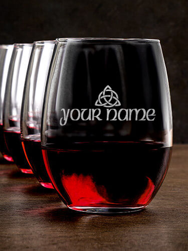 Celtic Trinity Knot : Stemless Wine Glasses - Engraved