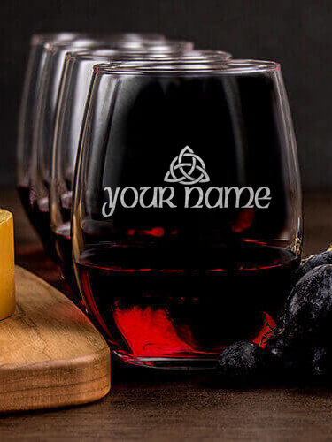 Celtic Trinity Knot : Cheese Board Wine Glass Gift Sets - Engraved