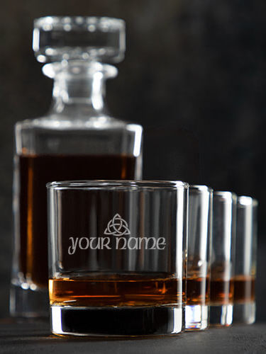 Celtic Trinity Knot : Decanter Rocks Glass Gift Sets - Engraved