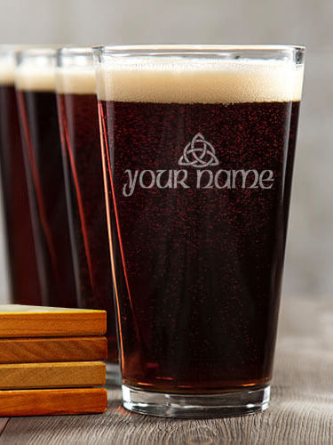Celtic Trinity Knot : 4 Pint Glasses - Engraved 4 Coasters Gift Set