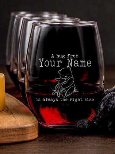A Hug : Cheese Board Wine Glass Gift Sets - Engraved