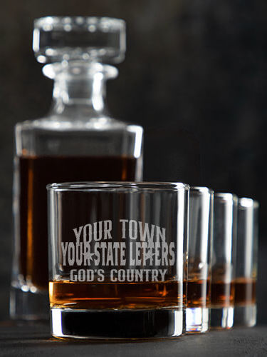 God's Country : Decanter Rocks Glass Gift Sets - Engraved