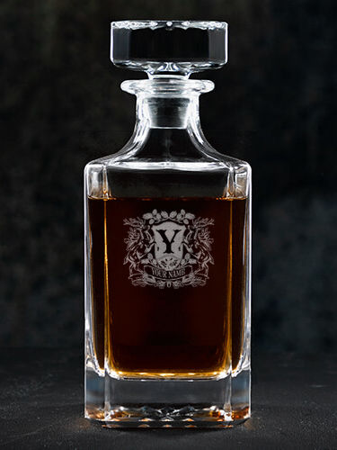 Stag Coat Of Arms : Whiskey Decanter - Engraved