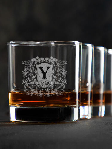 Stag Coat Of Arms : Rocks Glasses - Engraved